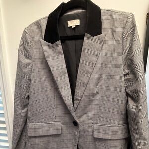 LOFT Black and Gray Checkered Blazer